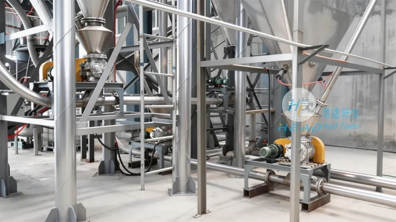 Pneumatische transportmethode voor micapoeder